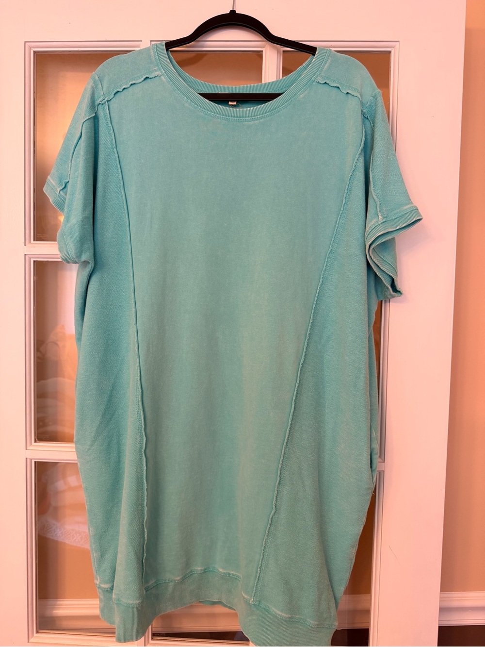 easel Aqua Short Sleeve Crewneck Tee Dress